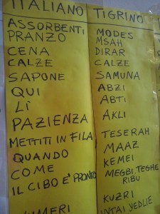 Hoe zeg je 'zeep'of 'in de rij aansluiten' in Tigrinya?